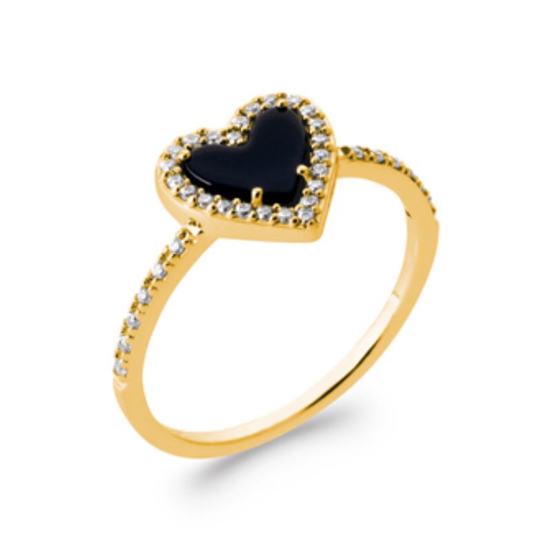 Anel Coração Preto – Banhado a Ouro | Azuline