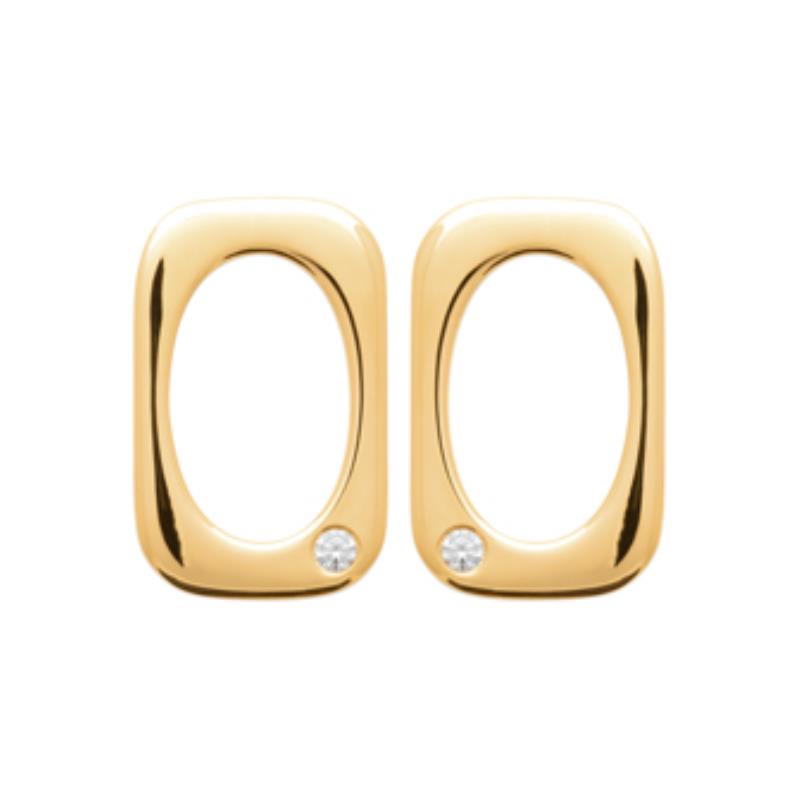 Boucles D’Oreilles Rectangle Arrondi – Plaqué Or | Azuline