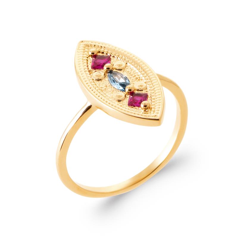 Tekstureret oval ring – forgyldt | Azulin