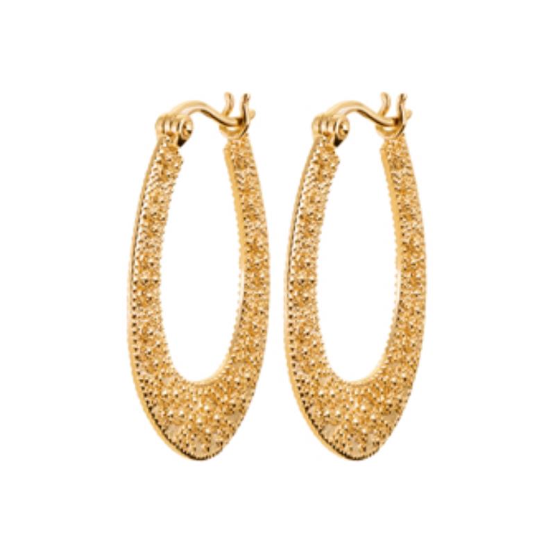 Hammered Oval Hoop Øreringe – Forgyldt | Azulin