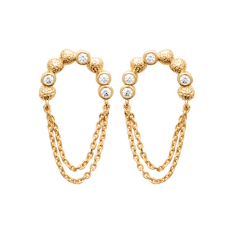 Boucles d’Oreilles Martelées Chaînées – Plaqué Or | Azuline
