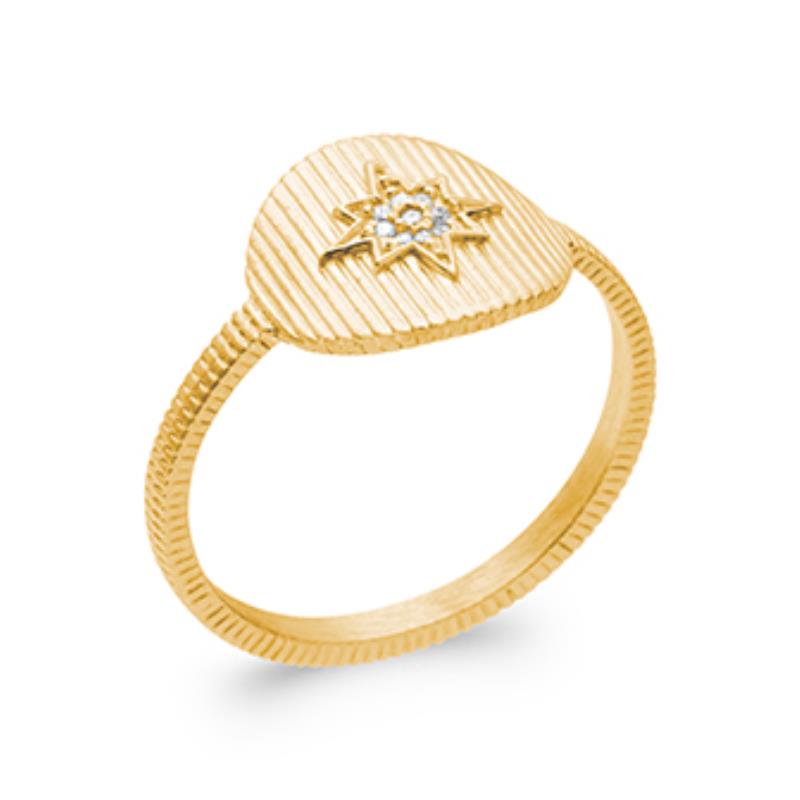 Trästickad oval ring – guldpläterad | Azulin