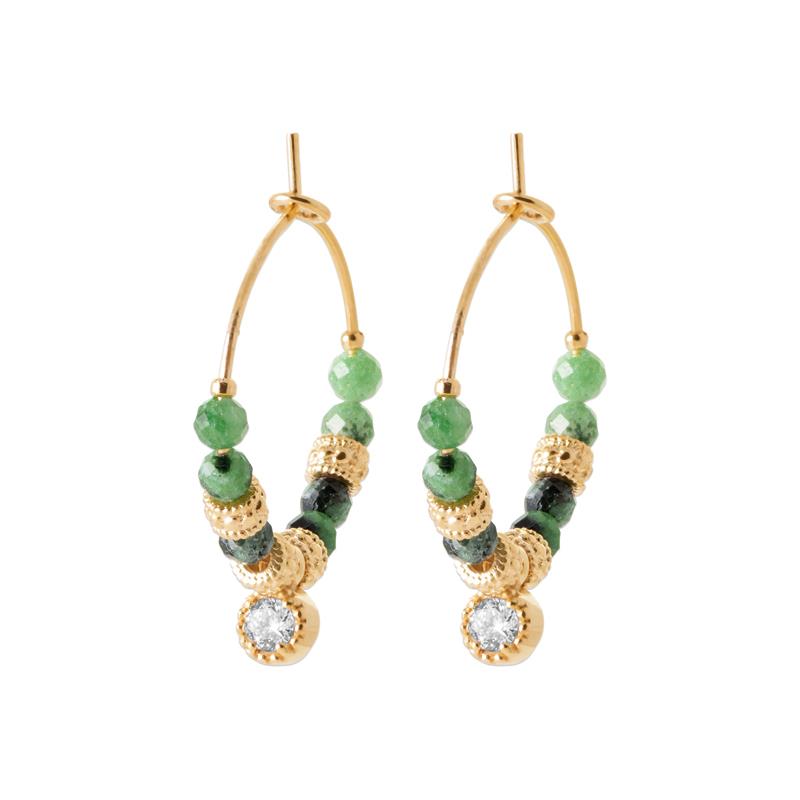 Boucles d’Oreilles Ovale Perlé – Plaqué Or | Azuline