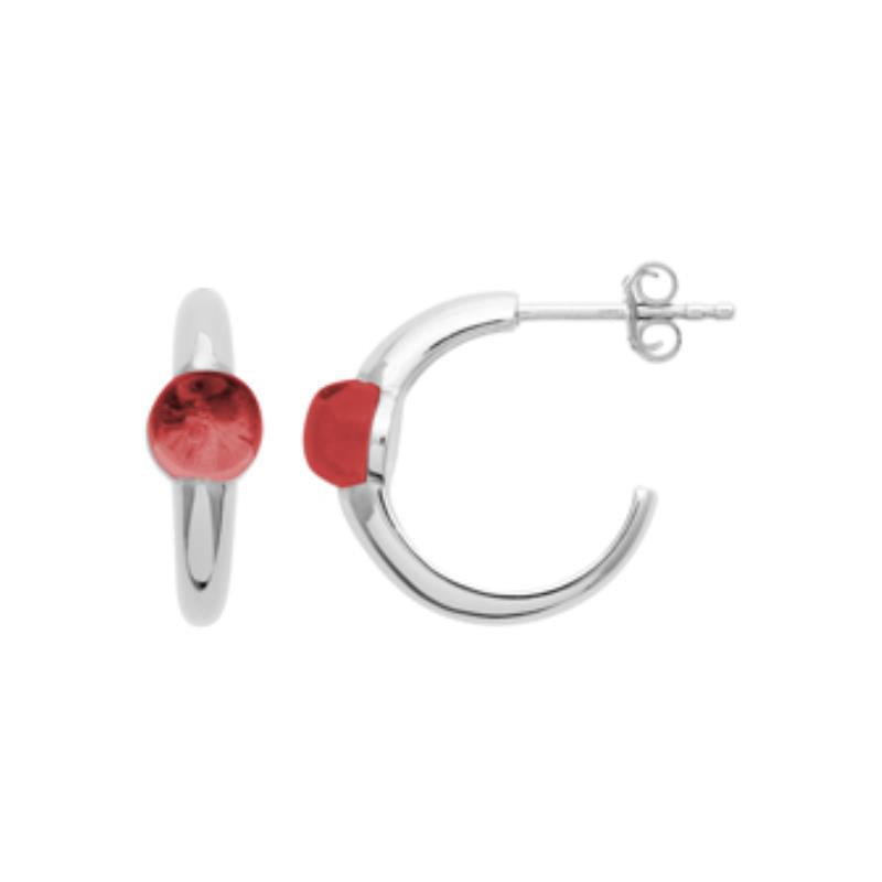 Pendientes Aro Bola Roja – Plata | Azuline