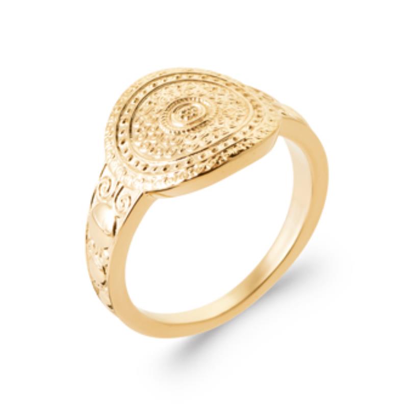 Anel Oval Cinzelado – Banhado a Ouro | Azuline