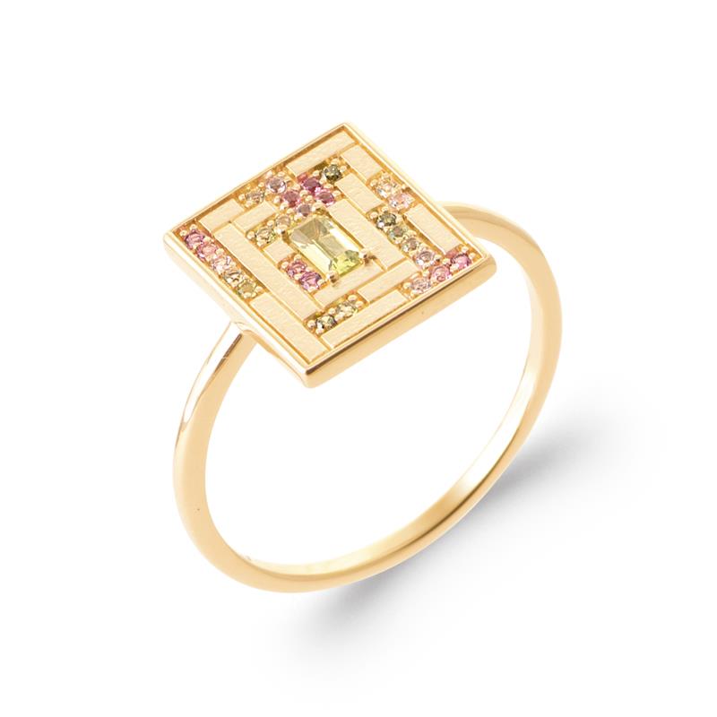 Vierkante ring – verguld | Azulin
