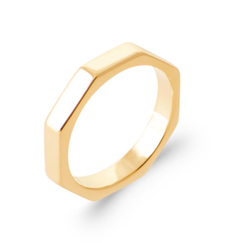 Achthoekige ring – verguld | Azulin