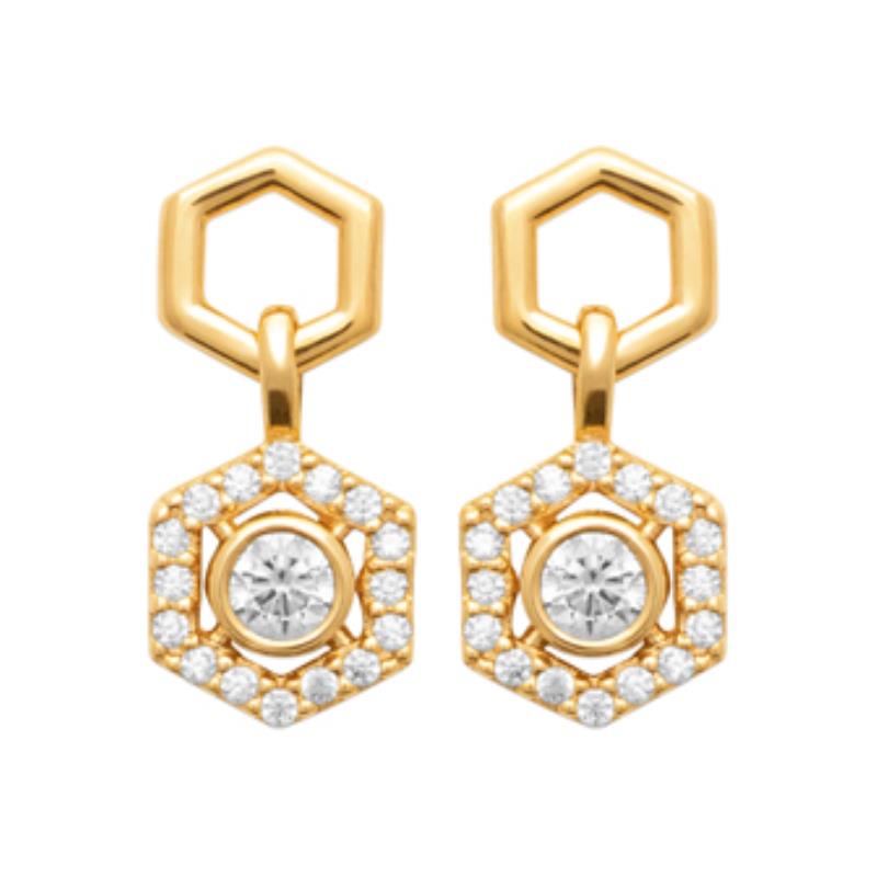 Hexagon Pavé øredobber – Gullbelagt | Azulin
