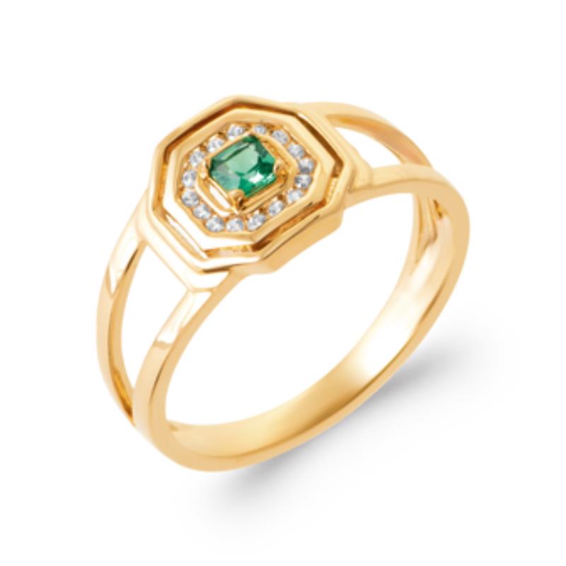 Achthoekige ring – verguld | Azulin