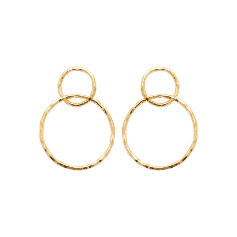 Hammered Double Circle Hoop Øreringe – Forgyldt | Azulin