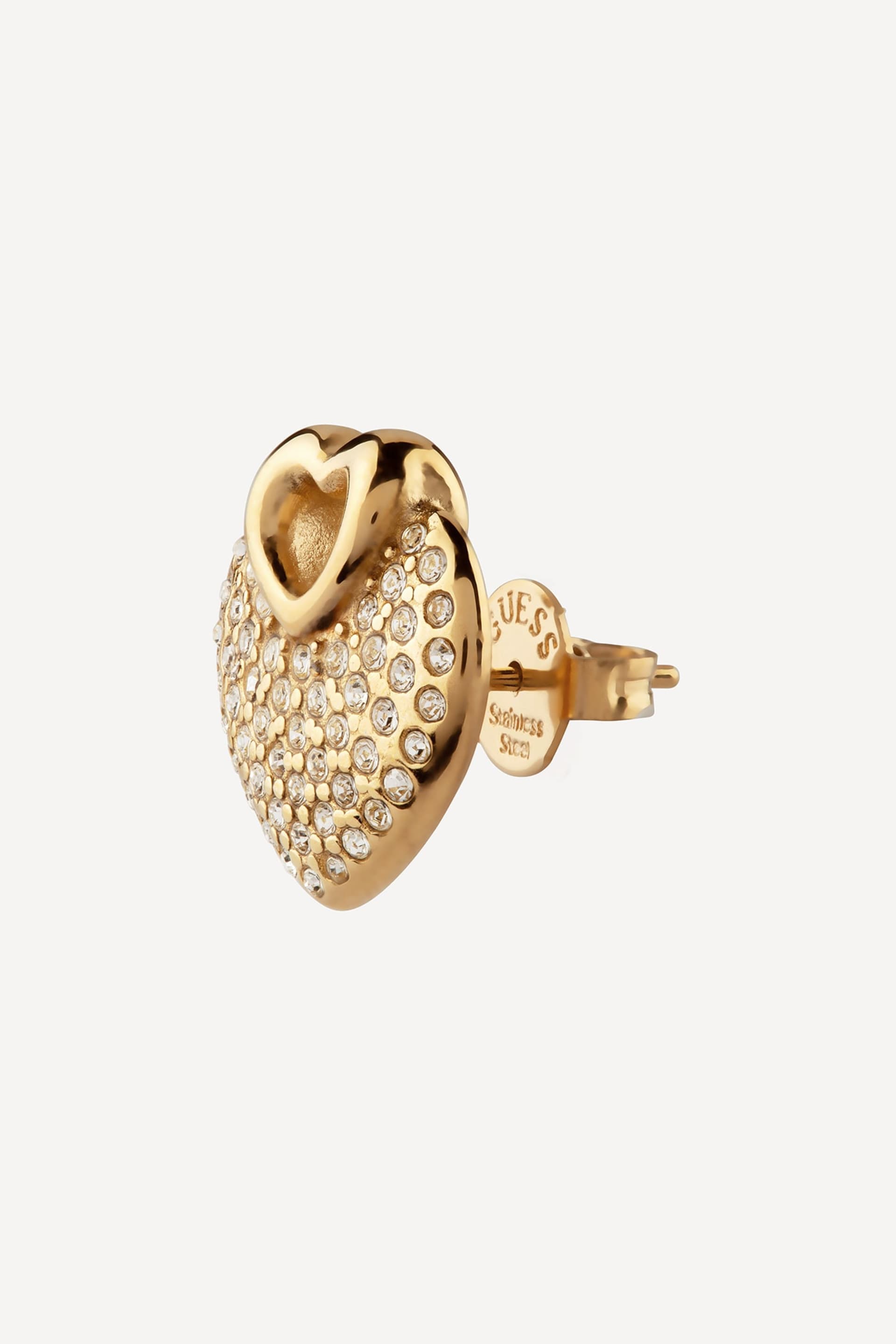 Ohrringe Guess goldener Stahl - Gepflasterte und durchbrochene Herzen