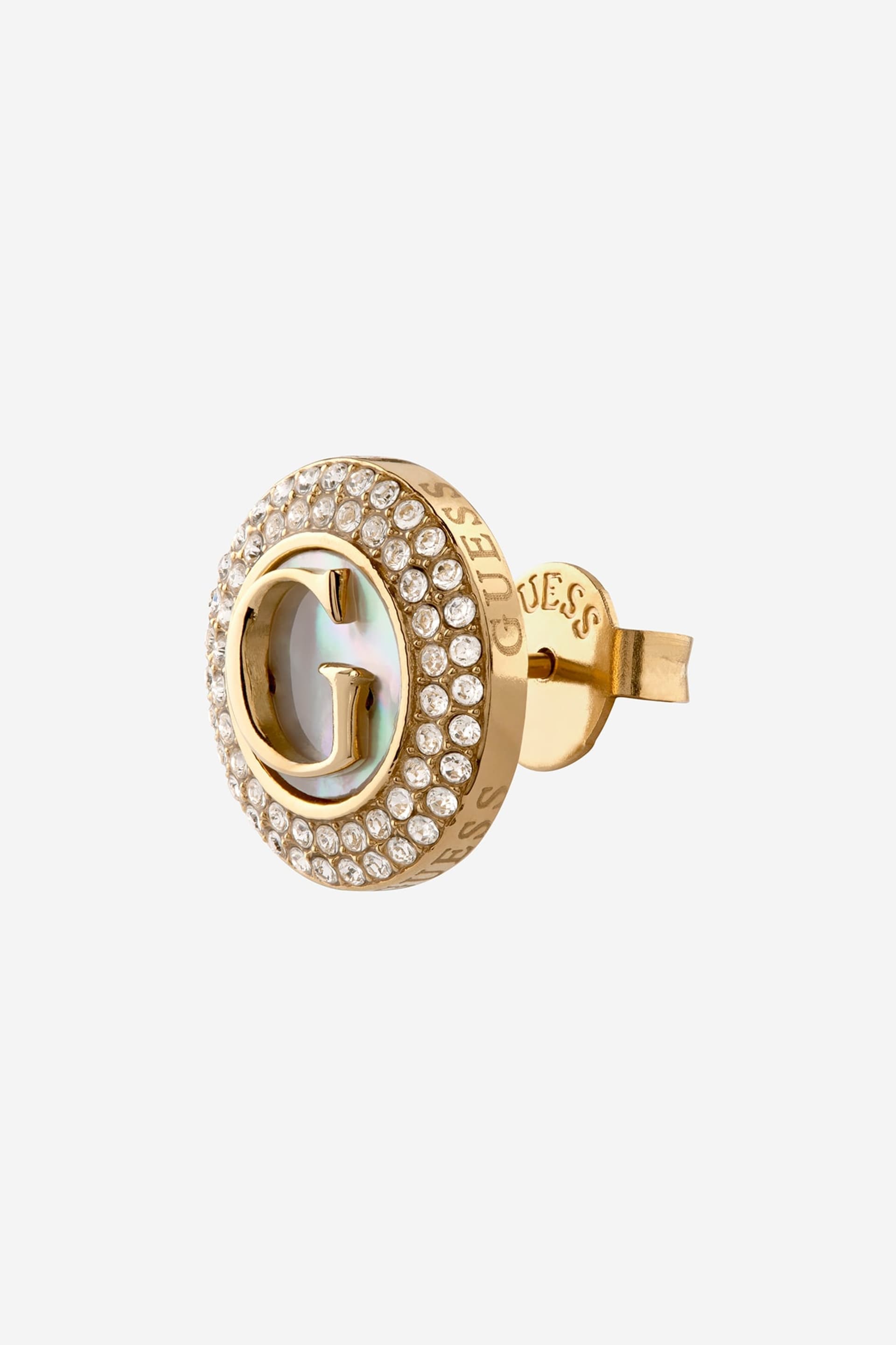 Guess altın rengi çelik küpeler - G pavé