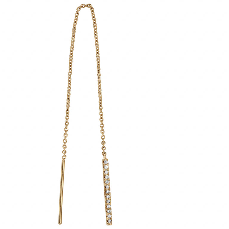 Boucle d’oreille unitaire tige pendante oxydes blancs en plaqué or