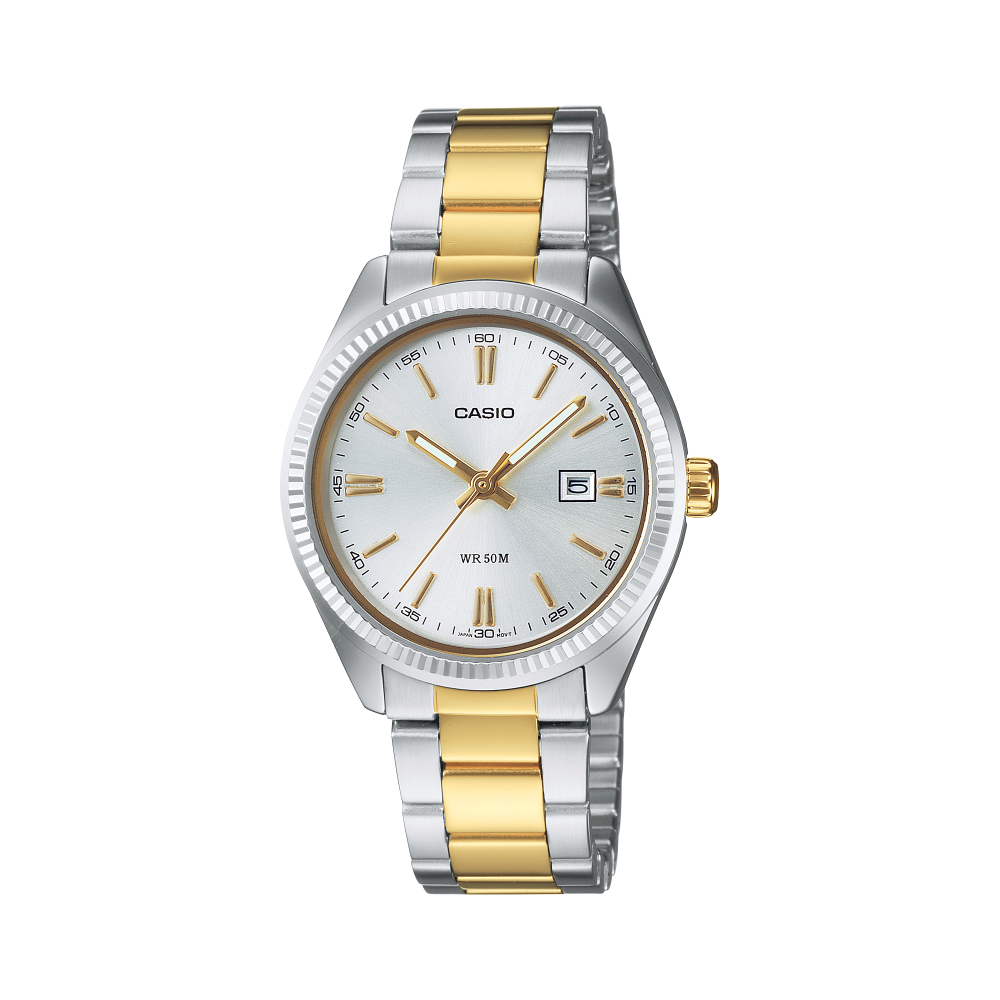 Collection Timeless - LTP-1302PSG-7AVEG - Montre Casio – montre analogique, boîtier à placage ionique, bracelet en acier inoxydable – vue de face