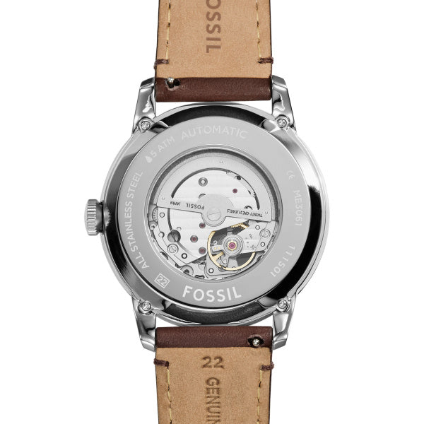 Montre homme Fossil Townsman ME3061 – cadran argenté bracelet cuir marron – vue 4
