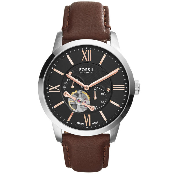 Montre homme Fossil Townsman ME3061 – cadran argenté bracelet cuir marron – vue 6