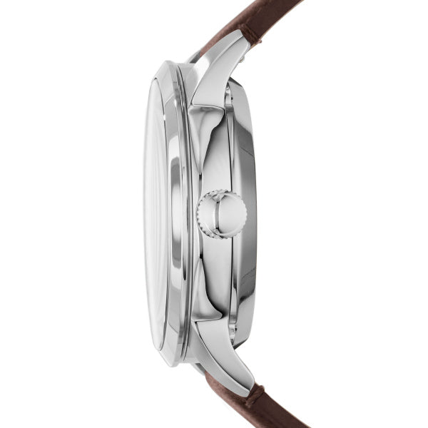 Montre homme Fossil Townsman ME3061 – cadran argenté bracelet cuir marron – vue 3