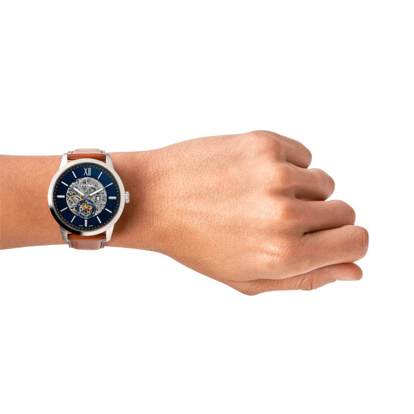 Montre homme Fossil Townsman ME3154 – cadran bleu bracelet cuir marron – vue 4