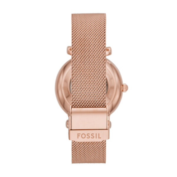 Montre femme Fossil Carlie ME3175 – cadran doré rose bracelet maille milanaise doré rose – vue 2