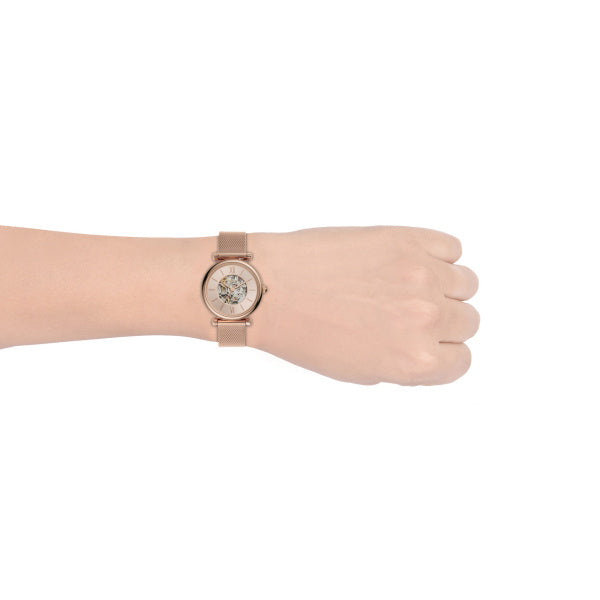 Montre femme Fossil Carlie ME3175 – cadran doré rose bracelet maille milanaise doré rose – vue 5