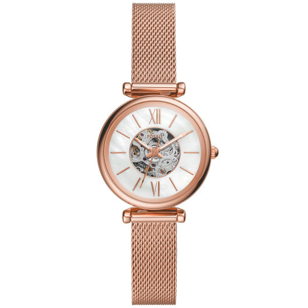 Montre femme Fossil Carlie ME3188 – cadran nacre bracelet maille milanaise doré rose – vue 5