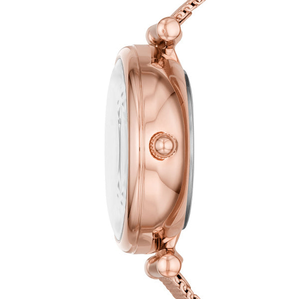 Montre femme Fossil Carlie ME3188 – cadran nacre bracelet maille milanaise doré rose – vue 3