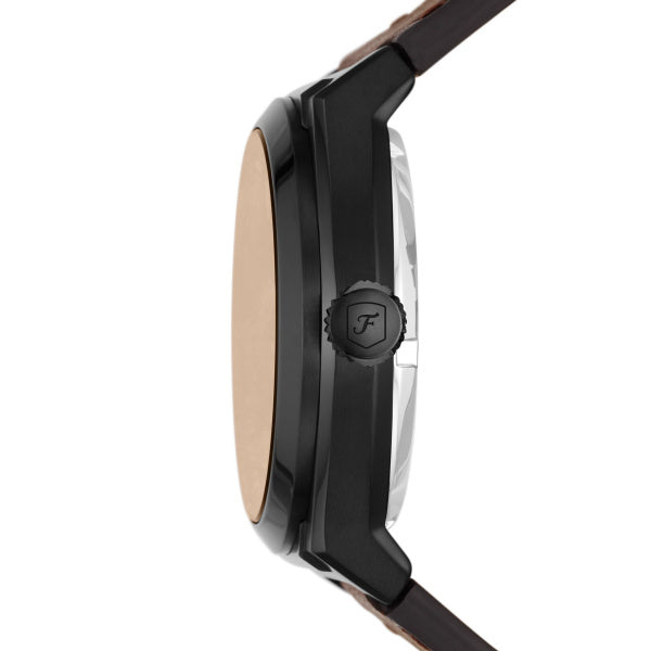 Montre homme Fossil Everett ME3207 – cadran noir bracelet cuir marron – vue 6
