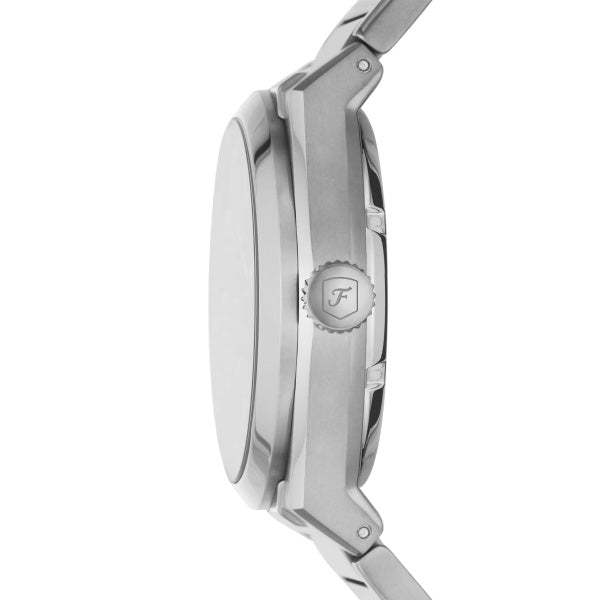 Montre homme Fossil Everett ME3220 – cadran bleu bracelet acier argenté – vue 3