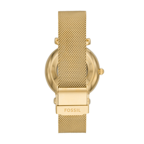 Montre femme Fossil Carlie Mechanical ME3250 – cadran doré bracelet maille milanaise doré – vue 2