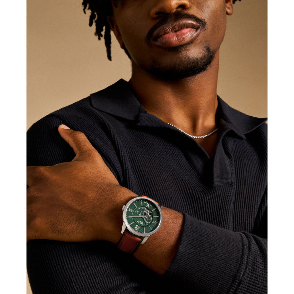 Montre homme Fossil Townsman ME3265 – cadran vert bracelet cuir marron – vue 5