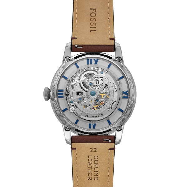 Montre homme Fossil Townsman ME3267 – cadran transparent bracelet cuir marron – vue 4