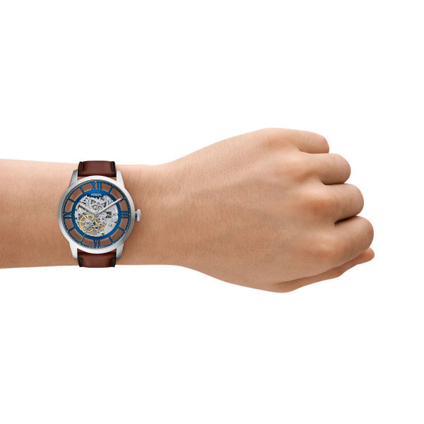 Montre homme Fossil Townsman ME3267 – cadran transparent bracelet cuir marron – vue 5