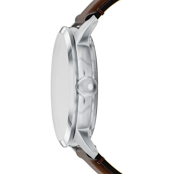 Montre homme Fossil Townsman ME3270 – cadran argenté bracelet cuir marron – vue 3