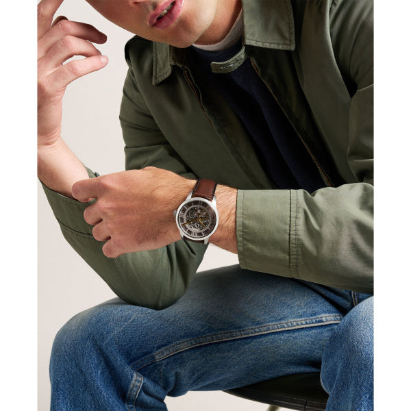 Montre homme Fossil Townsman ME3270 – cadran argenté bracelet cuir marron – vue 5