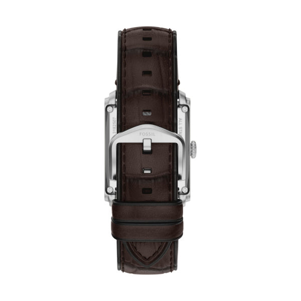 Montre homme Fossil Carraway ME3272 – cadran beige doré bracelet cuir marron – vue 2