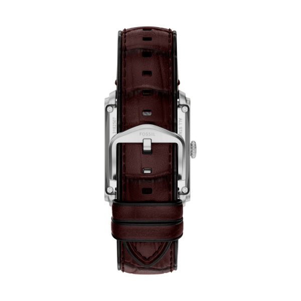 Montre homme Fossil Carraway ME3273 – cadran bleu bracelet cuir marron – vue 2