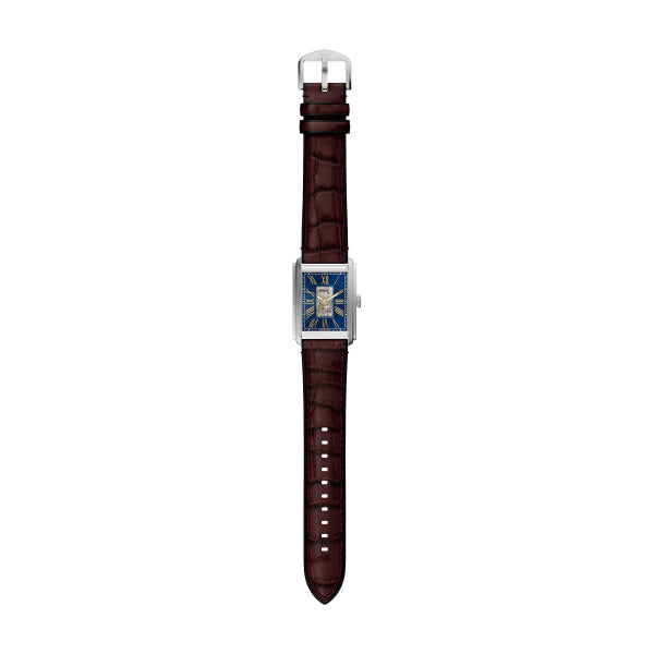 Montre homme Fossil Carraway ME3273 – cadran bleu bracelet cuir marron – vue 6