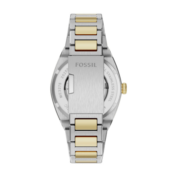 Montre homme Fossil Everett ME3275 – cadran bleu bracelet acier bicolore – vue 2