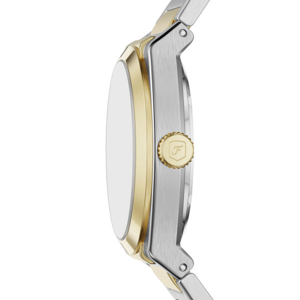 Montre homme Fossil Everett ME3275 – cadran bleu bracelet acier bicolore – vue 3