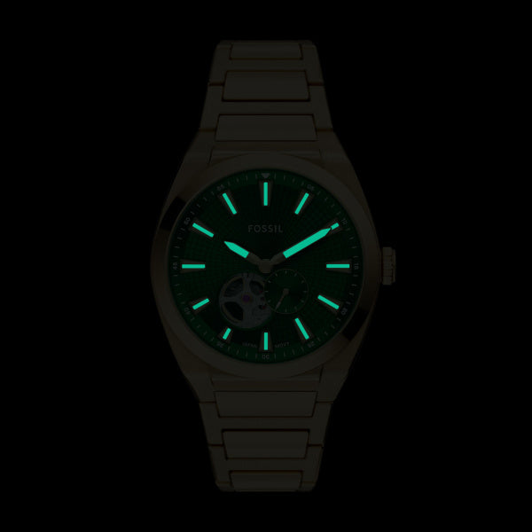 Montre homme Fossil Everett ME3276 – cadran vert bracelet acier doré – vue 5