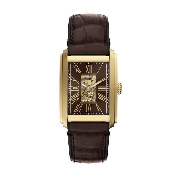 Montre homme Fossil Carraway ME3281 – cadran marron bracelet cuir marron – vue de face