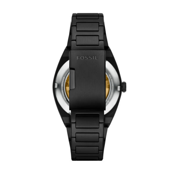 Montre homme Fossil Everett ME3289 – cadran noir bracelet acier noir – vue 2