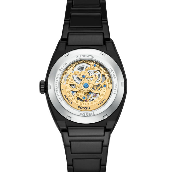 Montre homme Fossil Everett ME3289 – cadran noir bracelet acier noir – vue 4