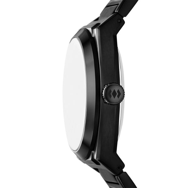 Montre homme Fossil Everett ME3289 – cadran noir bracelet acier noir – vue 3