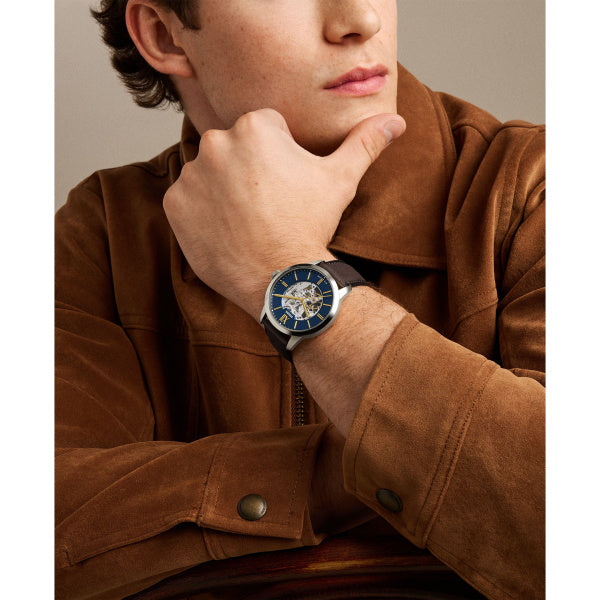 Montre homme Fossil Townsman ME3291 – cadran bleu bracelet cuir marron – vue 5