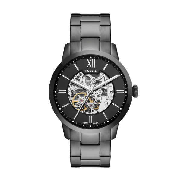 Montre homme Fossil Townsman ME3294 – cadran noir bracelet acier anthracite – vue de face