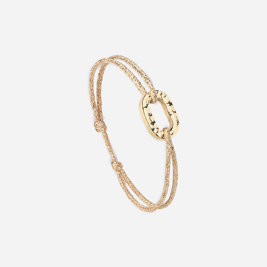 Flat Link 16mm Hammered Gold Plated - Glitrende guld - Le Vent à la Française