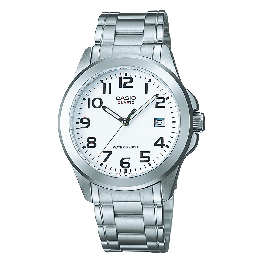 Collection Timeless - MTP-1259PD-7BEG - Montre Casio – boîtier argenté, bracelet en acier inoxydable argenté – vue de face