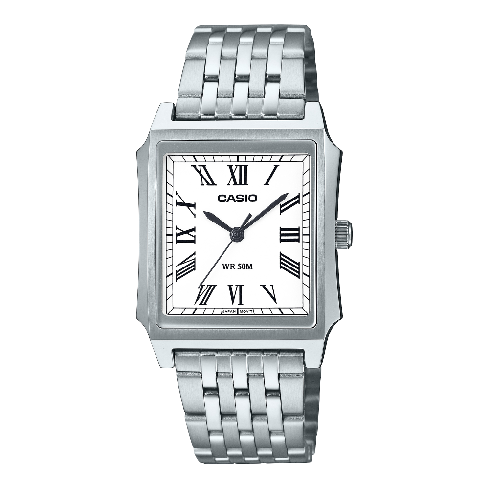 Collection Timeless - MTP-B190D-7BVEF - Montre Casio – boîtier en acier inoxydable argenté, bracelet en acier inoxydable argenté – vue de face