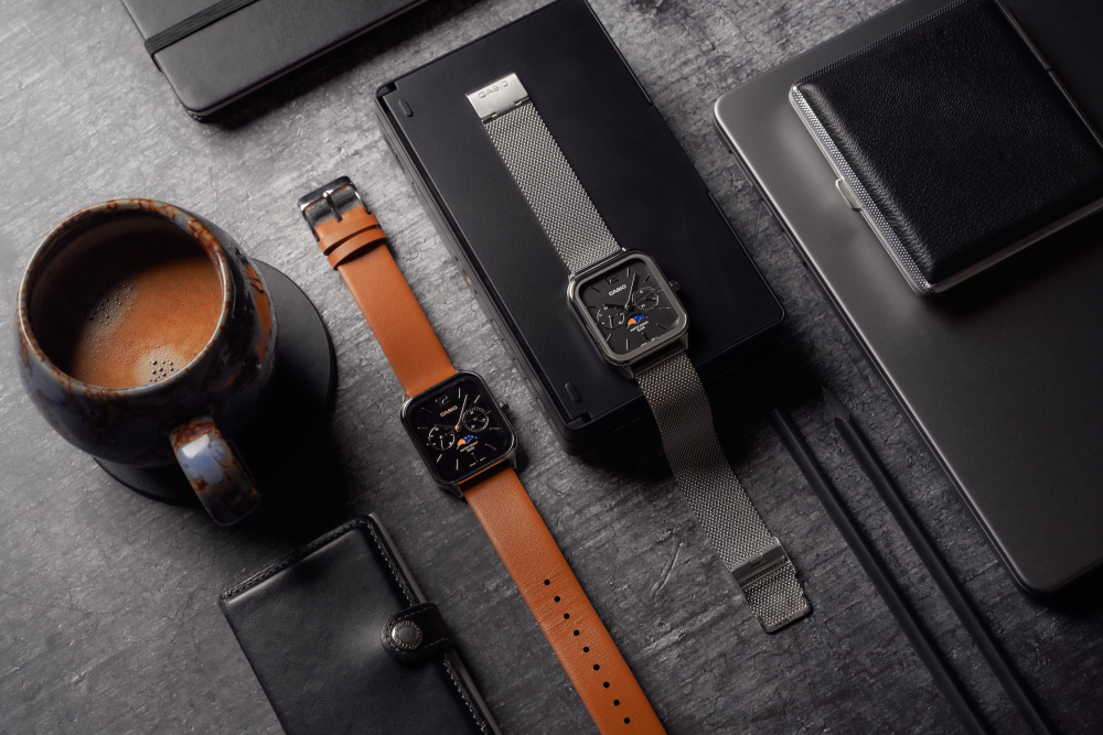 Collection Timeless - MTP-M305M-1AVER - Montre Casio – boîtier en acier argenté, cadran noir à trois compteurs, bracelet maille en acier inoxydable – vue 5